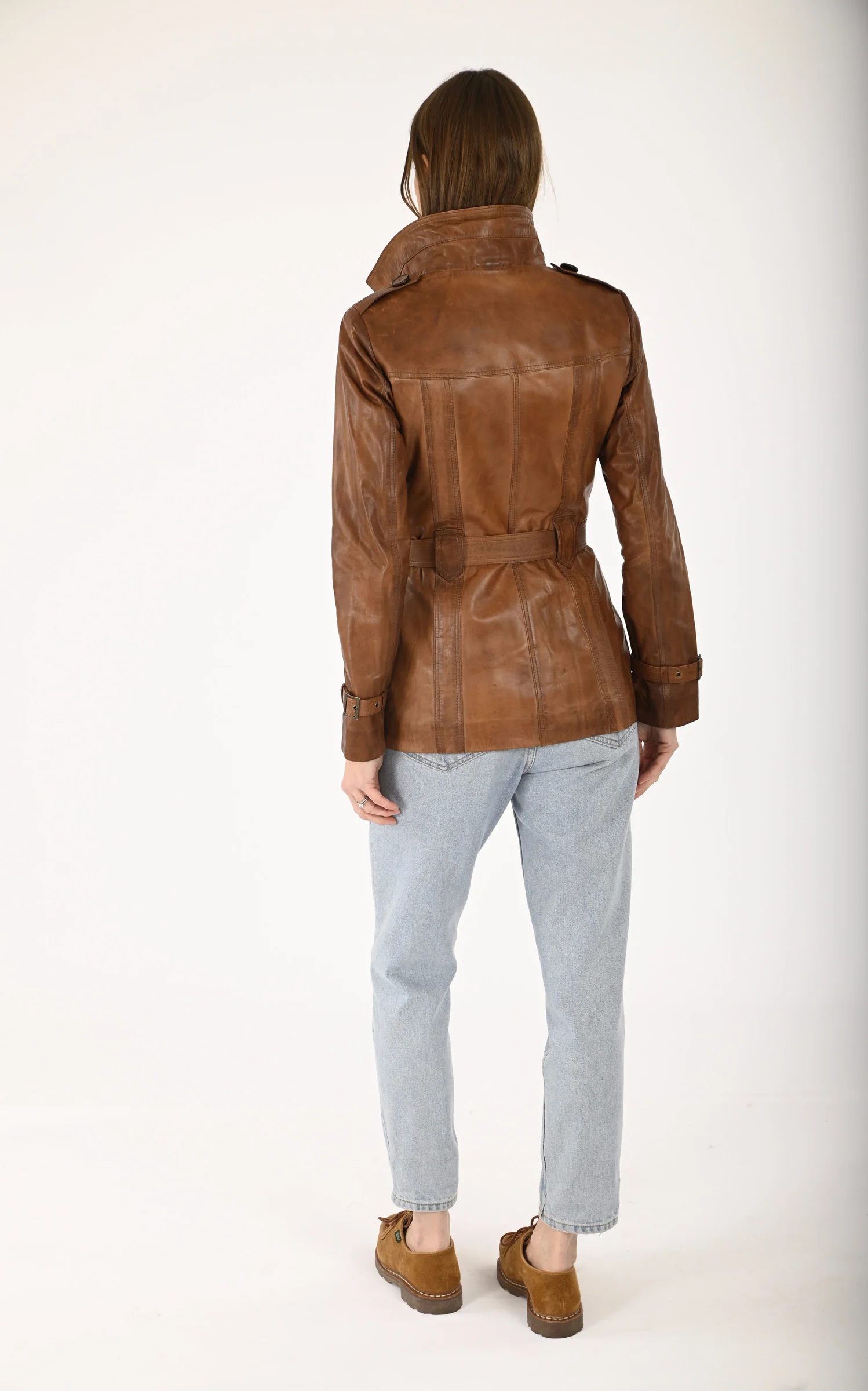 Trench court cuir cognac – Image 4