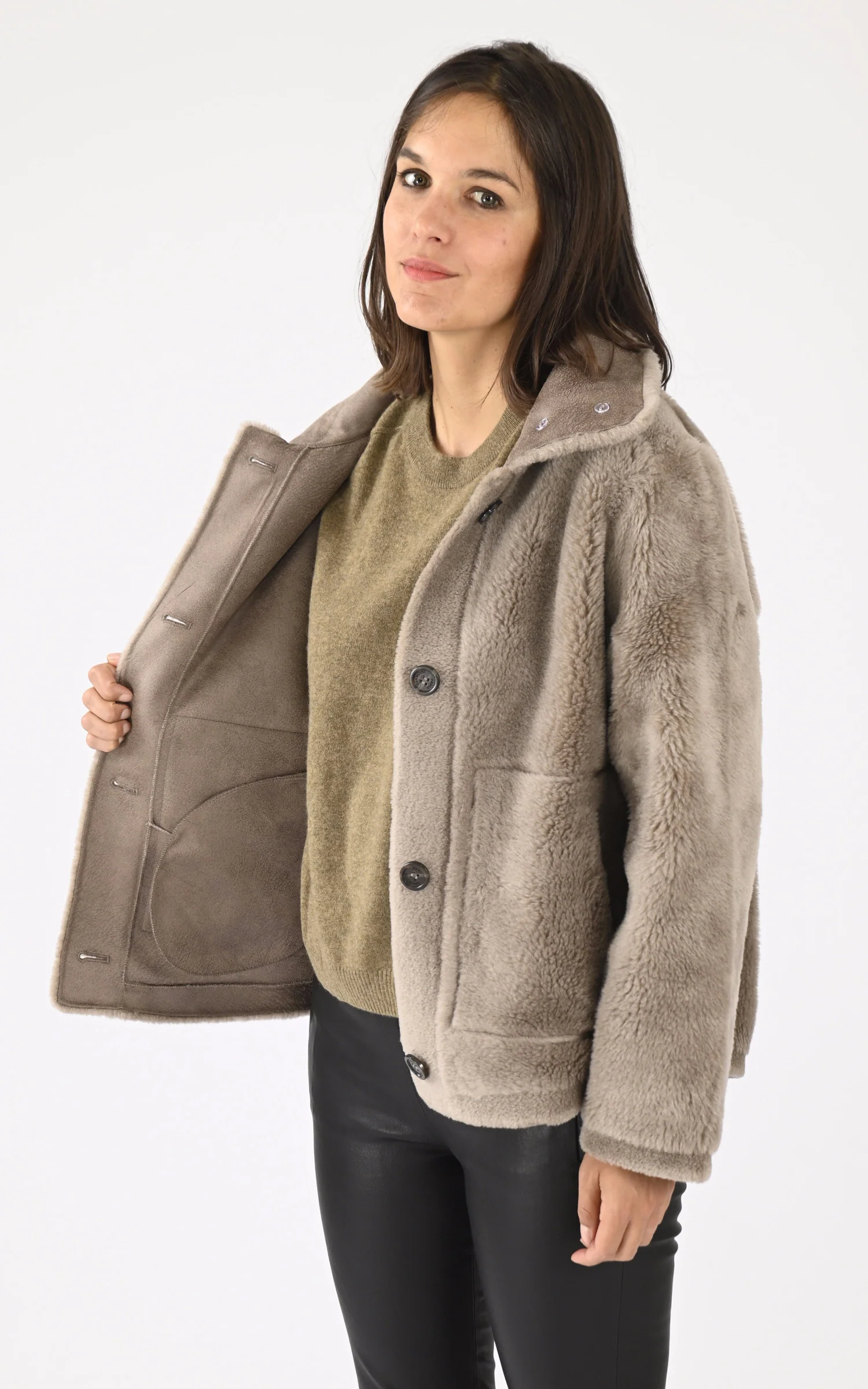 Veste laine Assietta taupe – Image 3
