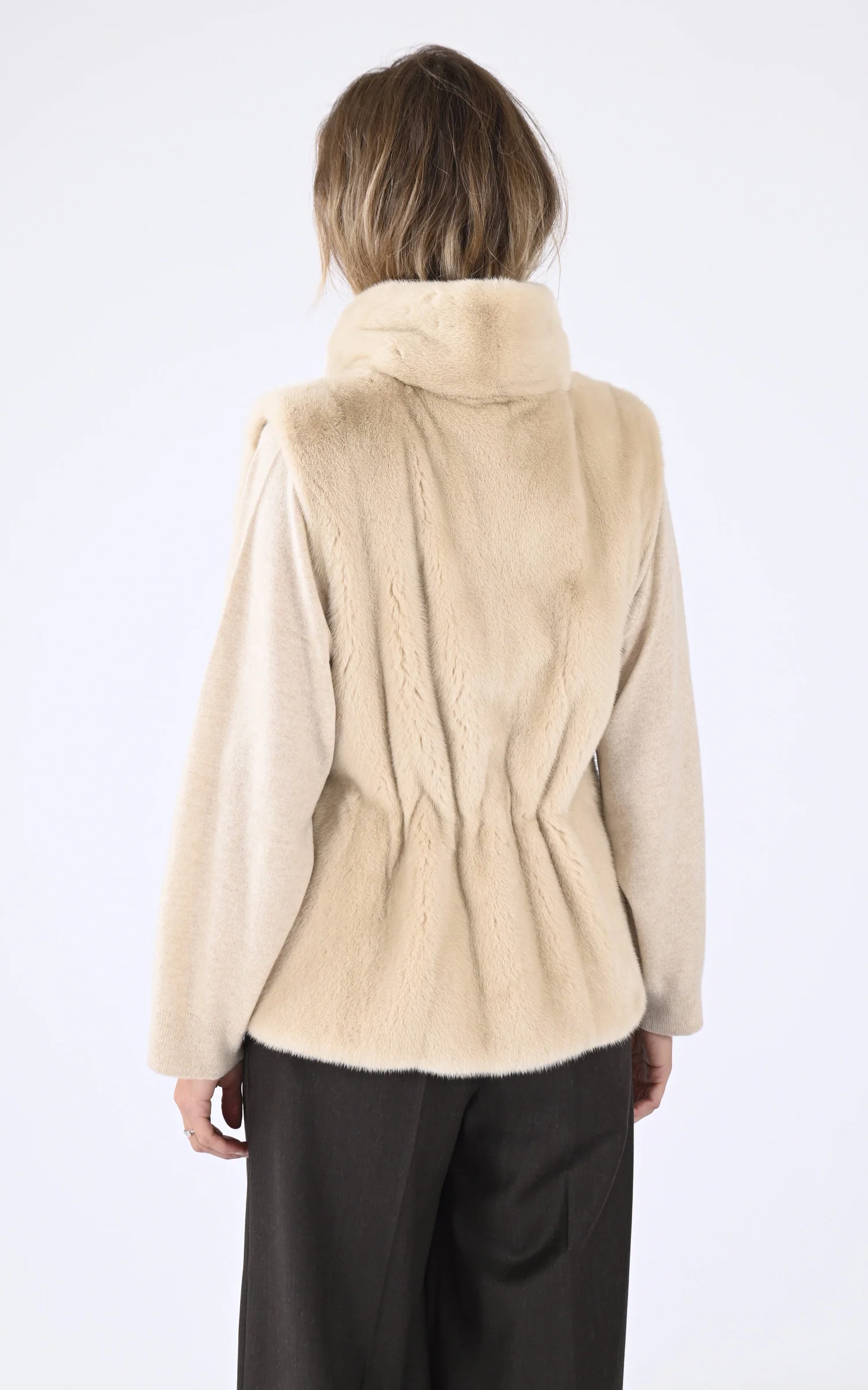 Gilet fourrure vison beige – Image 4