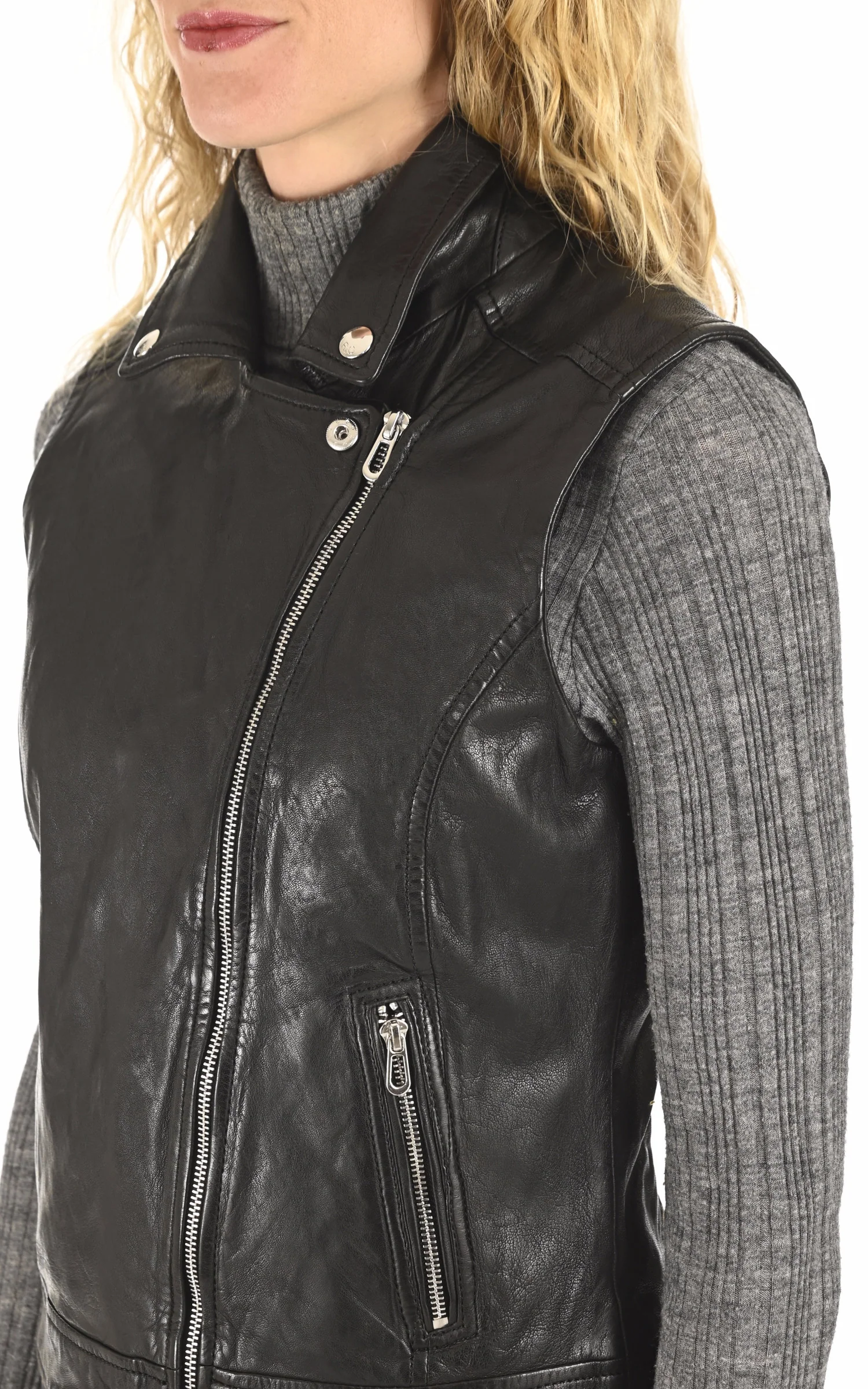 Gilet cuir biker Sarah noir – Image 5