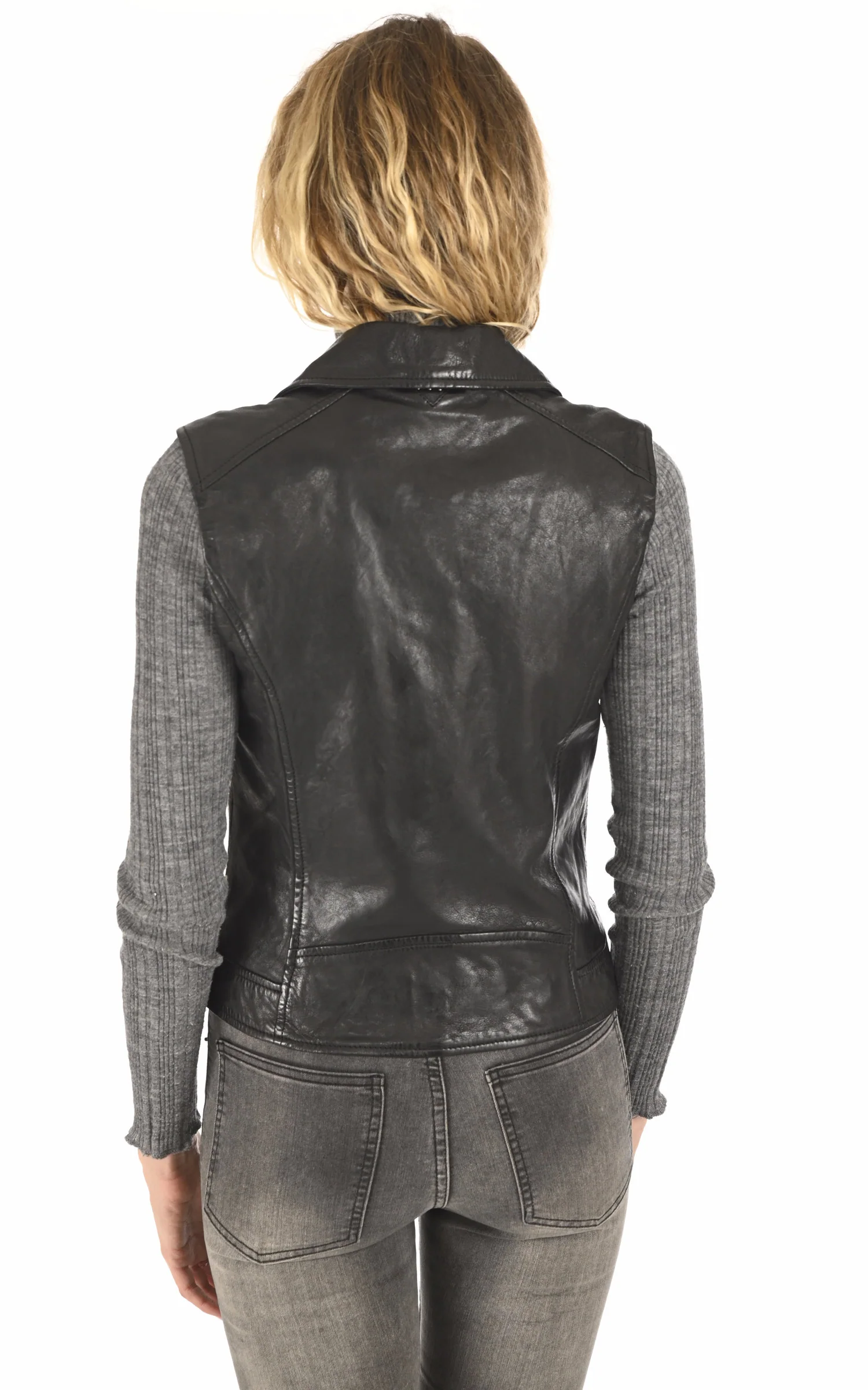 Gilet cuir biker Sarah noir – Image 4