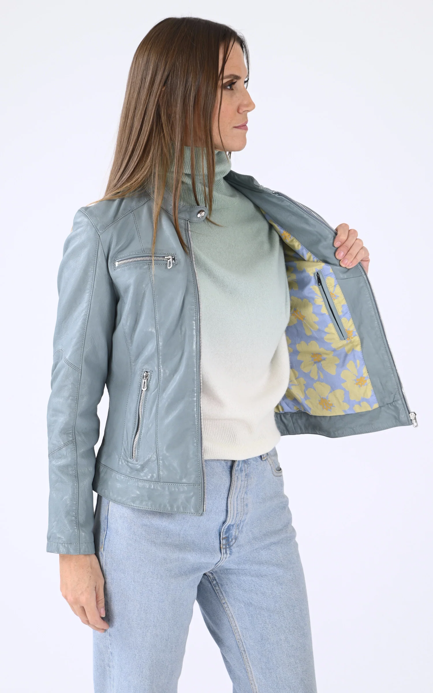 Blouson cuir Jolya bleu – Image 3