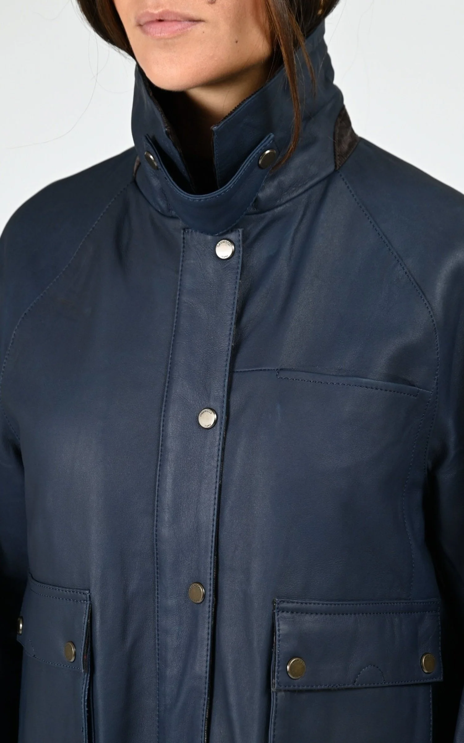Veste croute de cuir Missouri bleu marine – Image 5