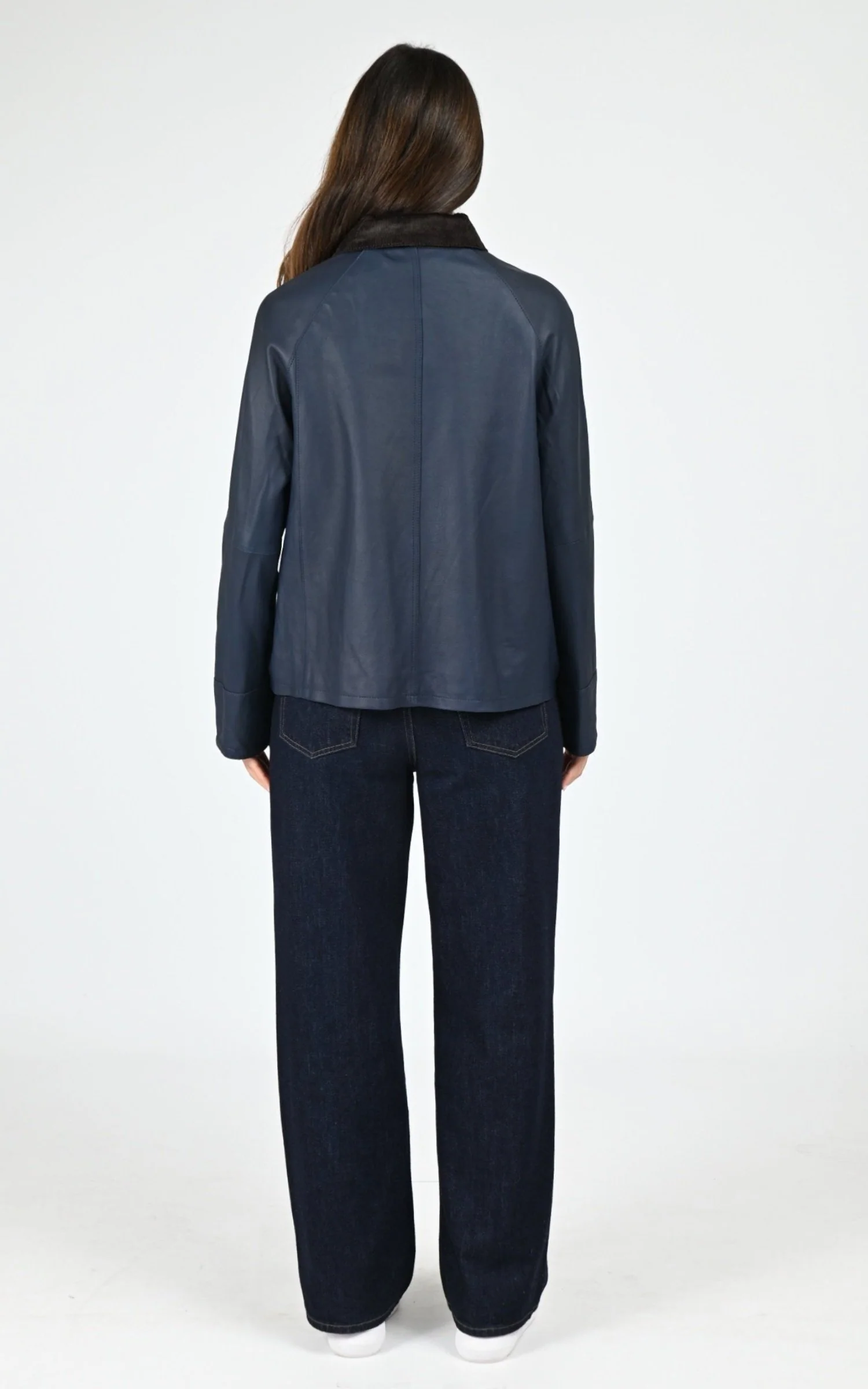 Veste croute de cuir Missouri bleu marine – Image 4