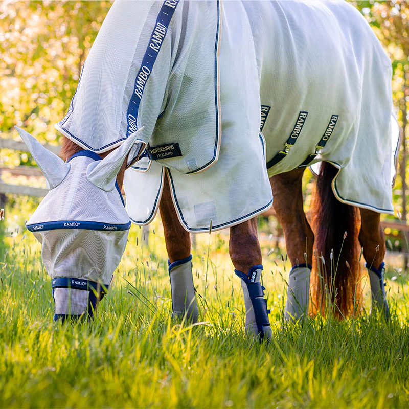 Horseware - Couverture anti-mouches argent/ marine/ blanc/ beige – Image 5