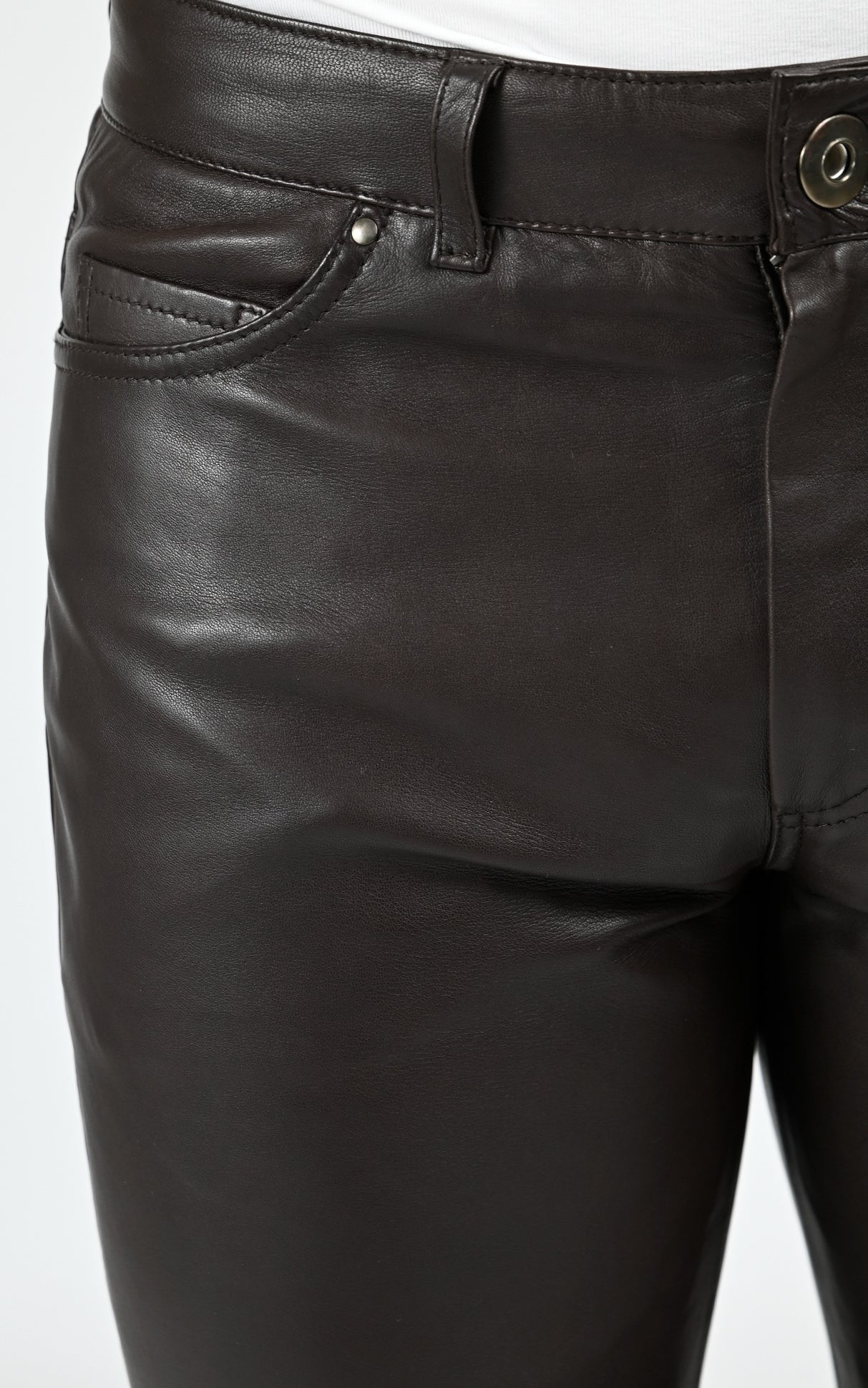 Pantalon ajusté cuir sexy man marron – Image 5