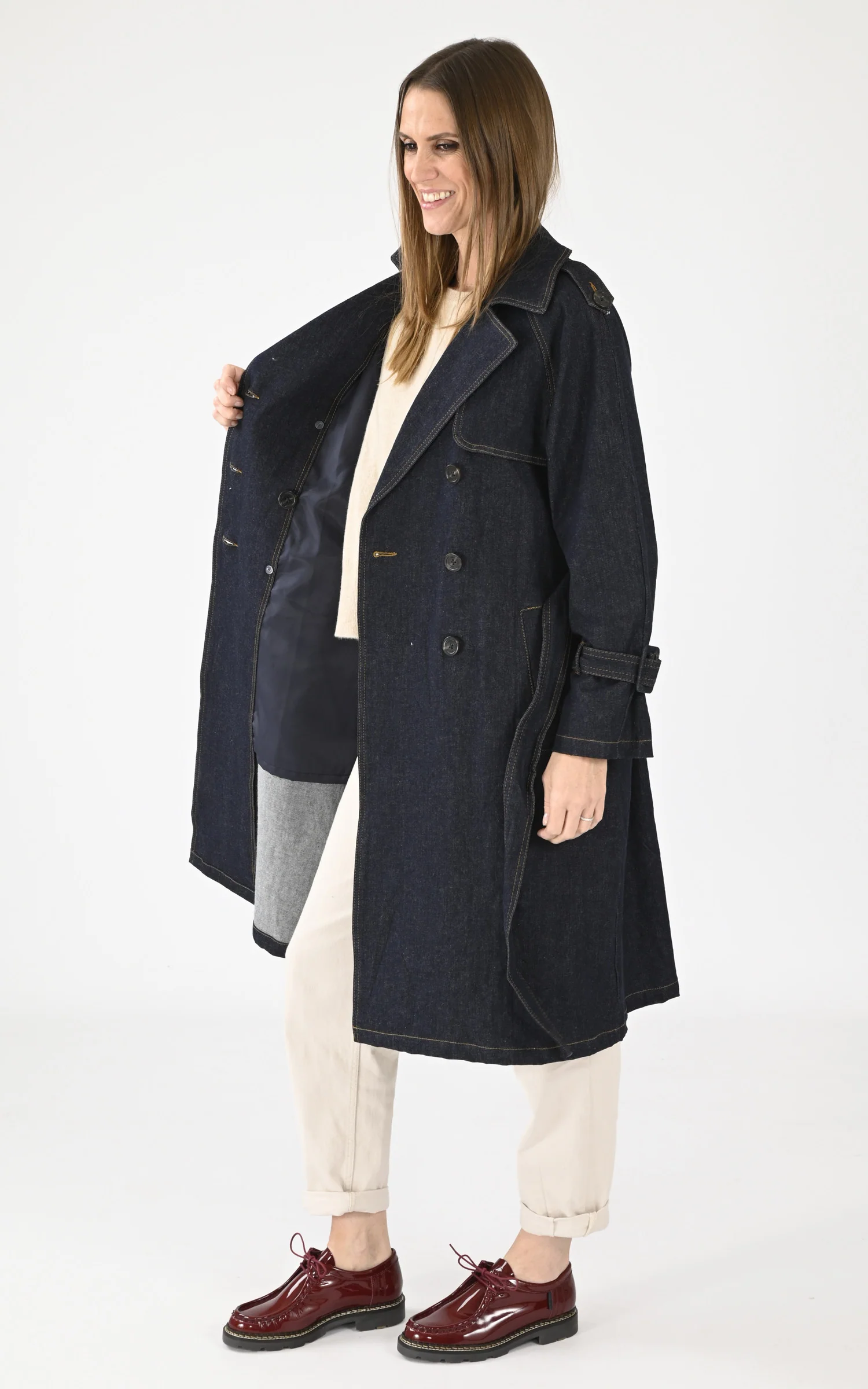 Trench en jean Mushu bleu marine – Image 3